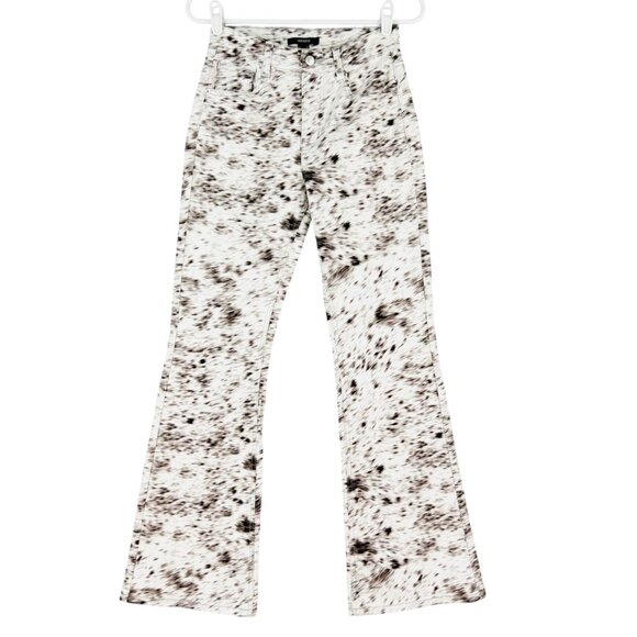 NWT Forever 21 Women's Brown & White Animal Print Flared Jeans Mid Rise Size 25 - Picture 1 of 14